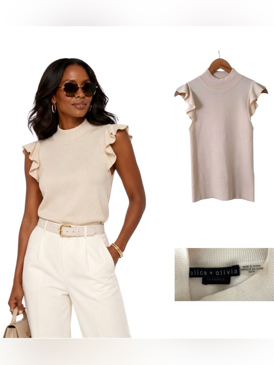 Alice + Olivia Tops - Alice + Olivia Knit Ruffle Sleeveless Top